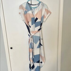 SHEIN Asymmetrical Dress in Blue, Pink, and White